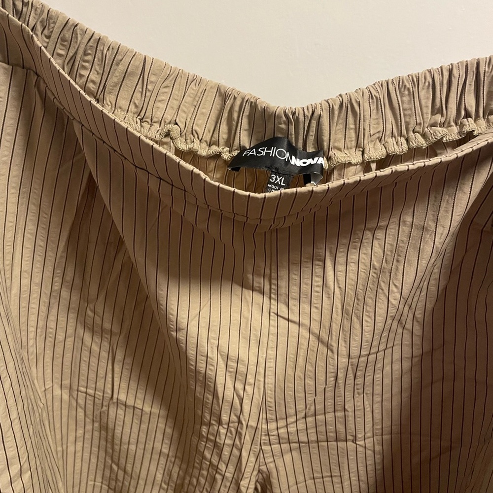 Fashion Nova Tan Pinstripe Trousers - Picture 4 of 4